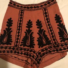 Never Worn :) Orange Vacation Shorts, High-waisted Orange Shorts For Vacation, Bohemian Orange Bottoms For Day Out, Bohemian Brown Shorts For Vacation, Black Bohemian Shorts For Vacation, Bohemian Black Shorts For Vacation, High Waist Brown Shorts For Vacation, Chic High-waisted Orange Shorts, Chic Orange High-waisted Shorts