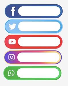 four different colored buttons with social media icons on the bottom one is white and the other is blue