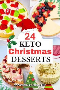 christmas desserts with the words 24 keto christmas desserts on top and below