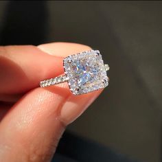 2.0CT Princess Cut Halo Moissanite Diamond Engagement Ring Princess Cut Halo, Princess Cut Moissanite, Moissanite Engagement Ring Halo, Moissanite Engagement Ring Solitaire, White Topaz Rings, Wedding Rings Halo, Beautiful Engagement Rings, Princess Diamond, Halo Diamond Engagement Ring