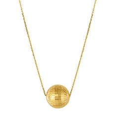 14k Yellow Gold Multi Faceted Ball Pendant Chain Necklace, 18" Fashion For Women Over 40, Lakme Fashion Week