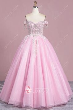 bling bling beaded candy pink tulle formal ball gown Pink Glitter Tulle Ball Gown For Prom, Pink Glamorous Tulle Ball Gown, Pink Floor-length Gown For Debutante Ball, Pink Embellished Floor-length Ball Gown, Pink Crystal Ball Gown, Pink Ball Gown, Formal Ball Gown, Prom Formal, Dress Train