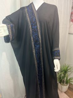 Black and blue embroidered bisht size 56 #abaya #abayafashion #dress #arabic #islamicfashion #usa #annarbor #dearborn #black #saudiabaya #beautiful #ramadan #عبايه #بشت # Saudi Abaya, Abaya Mode, Dress Arabic, Abaya Style, Islamic Fashion, Ann Arbor, Abaya Fashion, Ramadan, Blue Black