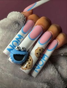 Cookie Monster Nails, Drip Nails, Colored Acrylic Nails, Exotic Nails, Long Acrylic Nails Coffin, Acrylic Nails Coffin Pink, Unique Acrylic Nails, Long Square Acrylic Nails, Acrylic Nails Coffin Short