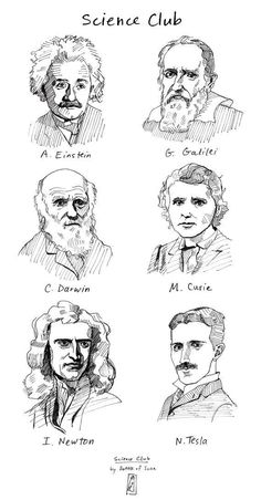 an old black and white drawing of four men with different facial expressions on their faces