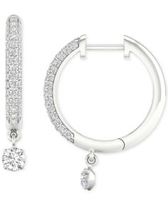 in stock Diamond Brilliant Cut Dangle Hoop Earrings, Diamond Hoop Earrings With Brilliant Cut Dangle, White Gold Dangle Hoop Earrings With Brilliant Cut, Brilliant Cut White Gold Dangle Hoop Earrings, Diamond-cut Dangle Hoop Earrings In Diamond, Diamond Dangle Hoop Earrings Fine Jewelry, Diamond-cut Dangle Hoop Earrings, Diamond Cut Dangle Hoop Earrings, Dangle Diamond Hoop Earrings Fine Jewelry