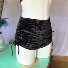 New!! Beautiful Black Crush Velvet Cinch Shorts. The Shorts Have Cinches At The Sides For An Adjustable Fit. Made By: Warrior Within Designs - Made In San Francisco, Ca Fitted Drawstring Shorts, Warrior Within, New Warriors, Fitted Black Bottoms With Drawstring, Fitted Tie-side Workout Bottoms, Black Bottoms With Built-in Shorts For Festival, Fitted High-waisted Shorts For Festivals, Fitted High Waist Drawstring Shorts, Black High-waisted Shorts With Drawstring