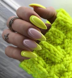 Neon Yellow Nails, Kutek Disney, Yellow Nails Design, White Nail, Yellow Nails