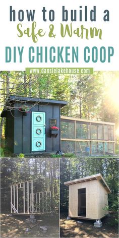 Modern chicken coop with turquoise door. Step by step photos for how to build a chicken coop. Diy Chicken Coop With Run, Keep Chickens Warm In Winter, Diy Chicken Coop Ideas, Modern Chicken Coop, Chicken Coop Diy, Chicken Coop With Run, Chicken Coop Building Plans, Chicken Coop And Run, Coop And Run