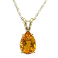 14KT Pear Shape Citrine Necklace Citrine Pendant, Citrine Necklace, Pear Shape, Pear Shaped, Citrine, Gold Diamond, Pear, Gold Necklace, Yellow Gold