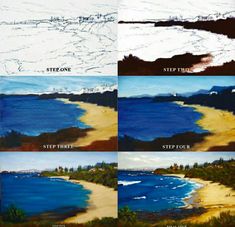 four different views of the ocean and land