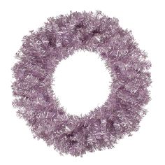 purple tinsel wreath on white background