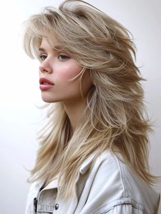 53 Trendy Long Layered Haircuts for 2024 Haircuts For Wavy Hair With Bangs, Layered Long Shag Hairstyles, Long Shag Haircut Blonde, Many Layers Haircut, Long Blonde Hairstyles With Layers, Feathered Shag, Long Layered Haircuts With Bangs, Trendy Layered Hairstyles, 80's Hair