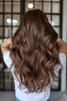 Chestnut Hair With Lowlights, Brown Hair With Highlights Red Tones, Long Reddish Brown Hair With Highlights, Lived In Summer Brunette, Hairlights In Brown Hair, Highlight Rambut Brown, Choc Brown Hair With Highlights, Natural Hair Colors For Brunettes, Brunette Carmel Highlight