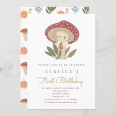 a baby shower is shown with snails and mushrooms on it's back, as well as