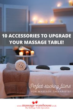 If your #MassageTable is starting to look a little tired or you want to provide a more high end experience for your clients you might not need to invest in a completely new table. In our blog post we share our top ten accessories to turn your table from shabby to chic & if friends and family have started pestering you for your Christmas wish list there are some perfect stocking fillers for massage therapists inside! #MassageTherapy #MassageTherapist #MassageTherapyBusiness #massagewarehouse Massage Room Colors, Home Massage Room, Spa Massage Room, Massage Room Decor, Diy Massage, Mobile Massage