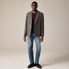 Pre-order Relaxed-fit blazer in Scottish wool herringbone J Crew Mens Style, Suit Guide, J Crew Mens, Hair Wrap Scarf, Herringbone Blazer, Fitted Blazer, Casual Blazer, Engineered Garments, Mens Style