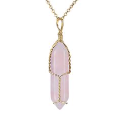 PRICES MAY VARY. PERFECT SIZES: Gemstone Hexagonal pointed Natural Rose Quartz Pendant Size is measured in 36mmx8mm (1.42x0.3inches) with 18" chain length, 0.4mm thickness stainless steel chain. Perfect sizes as pendant necklace for both women and men, you can match with your other jewelry easily to complete your look. It will look great no matter what the occasion. ENERGY HEALING CRYSTAL: Well-crafted in Natural Rose Quartz gemstones. Each spiritual colored energy healing crystal is believed to Rose Quartz Bracelet Beads, Rose Quartz Necklace Pendants, Wire Wrapped Stone Jewelry, Quartz Gemstones, Rose Quartz Jewelry, Raw Crystal Jewelry, Gemstone Pendant Necklace, Basic Jewelry, Wire Wrapping Crystals