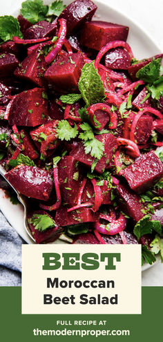 A simple, herby, orange-dressed Moroccan beet salad that can be made up to five days ahead of time, and it’s vegan, too? It sounds too good to be true, but this salad recipe is the real deal, folks! Middle Eastern Salads, Beet Salad Recipes, Resep Salad, Beet Recipes, Pickled Beets, Cumin Seeds, Pot Cover, Moroccan Food, Beet Salad