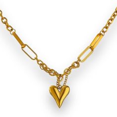 Exquisite Elegance and Unmatched Quality The Nadia Heart Necklace is the epitome of elegance and quality. Crafted from 18K PVD Gold Stainless Steel, the necklace features a captivating heart pendant and a sturdy lobster claw clasp. The necklace is 18.5" long and comes with a 2" extension, allowing for a personalized fit. Available in luxurious gold or classic silver Crafted from 18K PVD Gold Stainless Steel Varied lengths (14", 16", 18") with a 2" extender Nickel, Lead and Cadmium free Water and Elegant Heart Pendant Chain Necklace For Valentine's Day, Elegant Heart Pendant Chain Necklace With Lobster Clasp, Elegant Chain Necklace With Heart Pendant And Lobster Clasp, Elegant Heart Pendant Necklace With Lobster Clasp, Elegant Heart Pendant Jewelry With Lobster Clasp, Elegant Heart Charm Dangle Necklace, Elegant Necklace With Heart Charm And Dangle, Gold-tone Heart Pendant Necklace With Lobster Clasp, Elegant Gold Plated Open Heart Charm Necklace