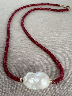 Ruby Necklace With Baroque Pearl, Gemstone Necklace, Natural Rubies, Pearl Necklace, Gift for Her, Boho, Handmade Necklace, Romantic Gems - Etsy Ruby Necklace, Pearl Gemstone, Natural Ruby, Baroque Pearls, Gemstone Necklace, Handmade Necklaces, Ruby, Pearl Necklace, Bracelet