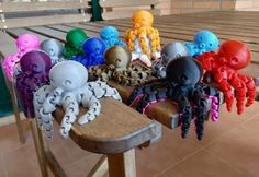 there are many octopus toys on the table