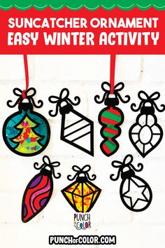 an easy christmas ornament craft for kids to make with the suncather ornaments