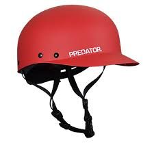 a red helmet with the word predator on it