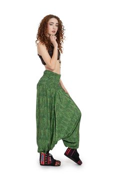 "Lightweight, comfortable harem trousers. Smocked waist and elastic ankles.  SIZE  ONE SIZE  Waist = 28-40\" (71-101.5 cm) THIS LISTING IS FOR GREEN Also available in lots of other colours, please check our listings CODE: SUN MOON ALIS (SMMALIS)" Spring Green Harem Pants With Elastic Waistband, Green Harem Pants With Elastic Waistband For Spring, Spring Green Harem Pants With Loosely Fitted Hips, Green Harem Pants With Loosely Fitted Hips For Spring, Baggy Green Bottoms With Elastic Waistband, Summer Green Harem Pants With Elastic Waistband, Spring Green Harem Pants, Green Ankle-length Harem Pants, Casual Green Harem Pants With Elastic Waistband