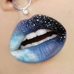 Makeup Party Night, Night Person, Lip Art Makeup, Theatrical Makeup, Blue Galaxy, Lipstick Art, Night Day, Up Costumes, Festival Nails