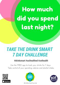 Take the DRINK SMART 7 day challenge! 7 Day Challenge, Day Challenge, Free Apps, Drinks