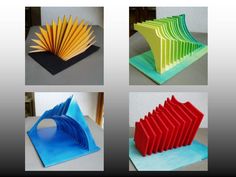 four different types of folded paper on top of each other, with the same color