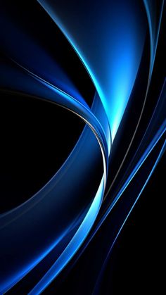 an abstract blue background with wavy lines and curves in the center, on a black background