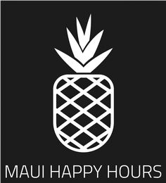 a black and white logo with the words mau happy hours