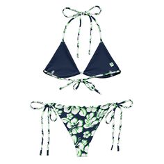 Indulge in the luxurious and exclusive style of sweet Hawaiian Flowers String Bikini. This beautiful string bikini set is not only comfortable, but it also offers double-layering and UPF 50+ protection. Customize the straps to your liking and get ready to turn heads at the beach! Made from soft recycled polyester, this bikini is both stylish and sustainable.• Soft and stretchy material with UPF 50+• Sizes up to 6XL• Bikini top comes with removable padding for comfort• Multiple ways to tie and st Beach String Swimwear With Adjustable Straps, Beach Swimwear With Adjustable String Straps, Beach Swimwear With Adjustable Straps, Beach Swimwear With Adjustable Straps And String Shape, Blue String Swimwear For Vacation, White Bikinis, Blue Hawaiian, Hawaiian Flowers, Small Tops