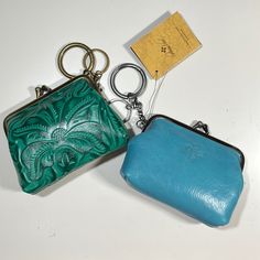 Patricia Nash Coin Purse With Keychain Sold Separately Blue Bag With Interior Key Chain Holder For Gift, Blue Rectangular Coin Purse, Turquoise Bag, Tooled Leather Handbags, Tan Purse, Cat Purse, White Crossbody Bag, Leather Saddle Bags, Leather Belt Bag