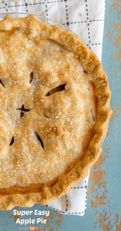 a freshly baked pie sitting on top of a table