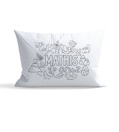 a white pillow with the words maths on it