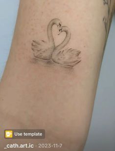 a tattoo on the arm of a woman with a heart shaped swan in it's body