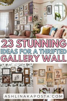 Vintage Wall Design Ideas, Stassi Schroeder Gallery Wall, Gallery Wall Farmhouse Style, Wall Of Artwork, Thrift Store Art Gallery Wall, Picture Frame Collage Wall Bedroom, Corner Wall Art Collage, Wall Collage Of Pictures, Wall Gallery Dining Room