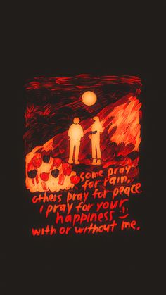 an image of two people standing in front of a fire with words written below it