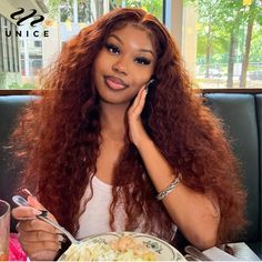 UNice Reddish Brown Water Wave 13x4 Lace Frontal Human Hair Wigs for Black Women | eBay Brunette Auburn, Deep Wave Hairstyles, Colored Wigs, Body Wave Hair, Front Lace Wigs Human Hair, Reddish Brown, Ginger Hair, Hair Waves