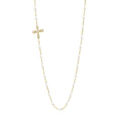 Gigi Clozeau - Vintage Cross Diamond Necklace, White, Yellow Gold, 16.5 Necklace White, Vintage Diamond, Long Necklace, Jewelry Pieces, Rocker, Gold Diamond, Diamond Necklace, How To Find Out, Gold Necklace