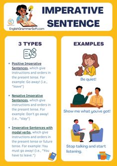 Imperative Sentences with Examples Imperative Mood, English Activity, Imperative Sentences, Media Pembelajaran, Sentence Examples, Advanced English Vocabulary, Advanced English