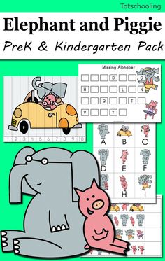 an elephant and piggie printable pack for preschool