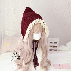 Kawaii Lace Tassel Bandage Woolen Hat Sweet sold by KoKo Fashion. Shop more products from KoKo Fashion on Storenvy, the home of independent small businesses all over the world. Lace Hood, Woolen Hat, Fairytale Fashion, Ideal Wardrobe, Winter Knit Hats, Mori Girl, Knitted Hat, Winter Knits, Witch Hat