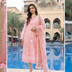 New 3 Piece Laxauary Lawn Salwarkameez Sobia Nazir Floral Satin Dress, Women Trousers Design, Sobia Nazir, Pakistani Boutique, Pakistani Women Dresses, Pakistani Designer Clothes, Unstitched Dress Material, Embroidered Sleeves, Desi Style