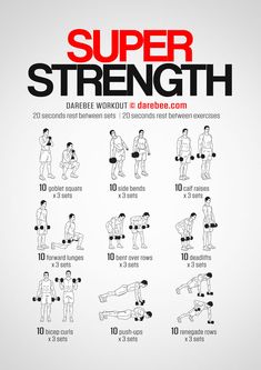 a poster with instructions on how to do the super strength exercises for men and women