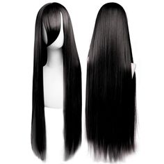 PRICES MAY VARY. 【High Quality Fiber】: This long black wig is made of High-Temperature synthetic fiber.Natural and Fluffy.No Shedding and No Tangled.It's very suitable for long term use 【Extensive Occasion】:The black cosplay wig is very lightweight and suitable for Theme Party,Cosplay,Weddings,Halloween.Comfort and Soft Touch 【Perfect Style/Size】: The wig cap is about 21-23 inch. There are two straps adjust up to a 1-2 inch in each side to secure fit. The mesh net make the hair breathable and ea Straight Black Wig, Black Cosplay Wig, Black Hair Wigs, Black Cosplay, Wig Straight, Black Wig, Hair Reference, Straight Wig, Perfect Style