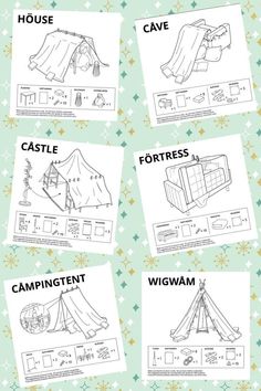 the instructions for how to make a tent in four easy steps with pictures on it